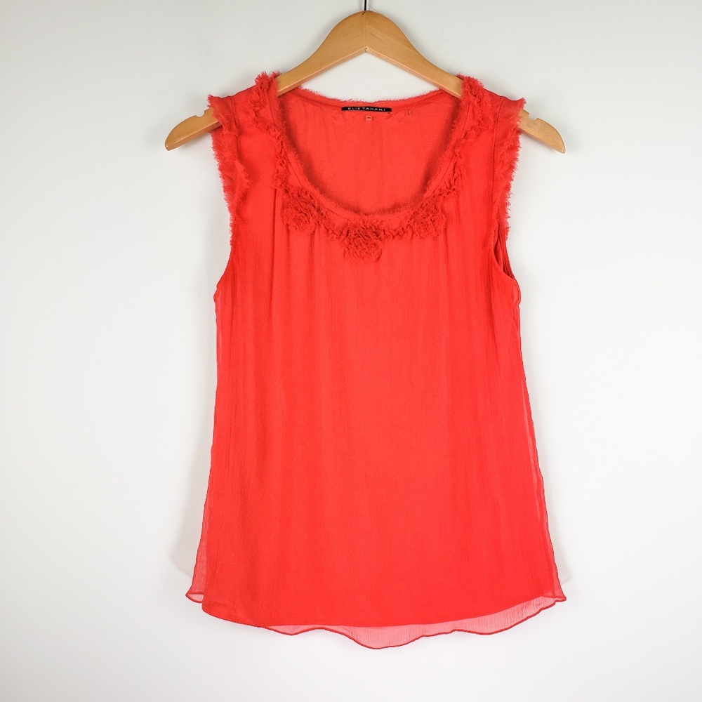 Elie Tahari Coral Cami Tank Top Layered Texture XS